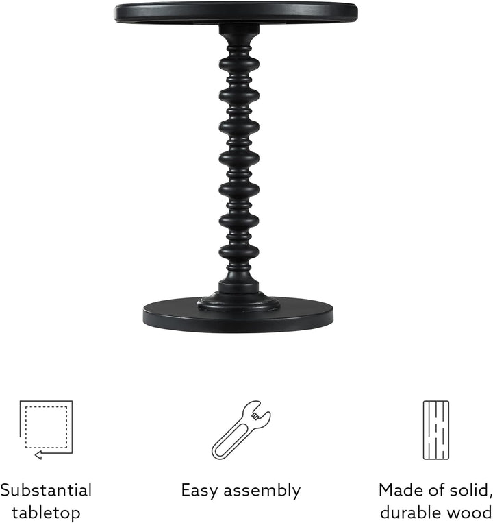 Furniture Round Spindle Table, Black 17x22.25x17