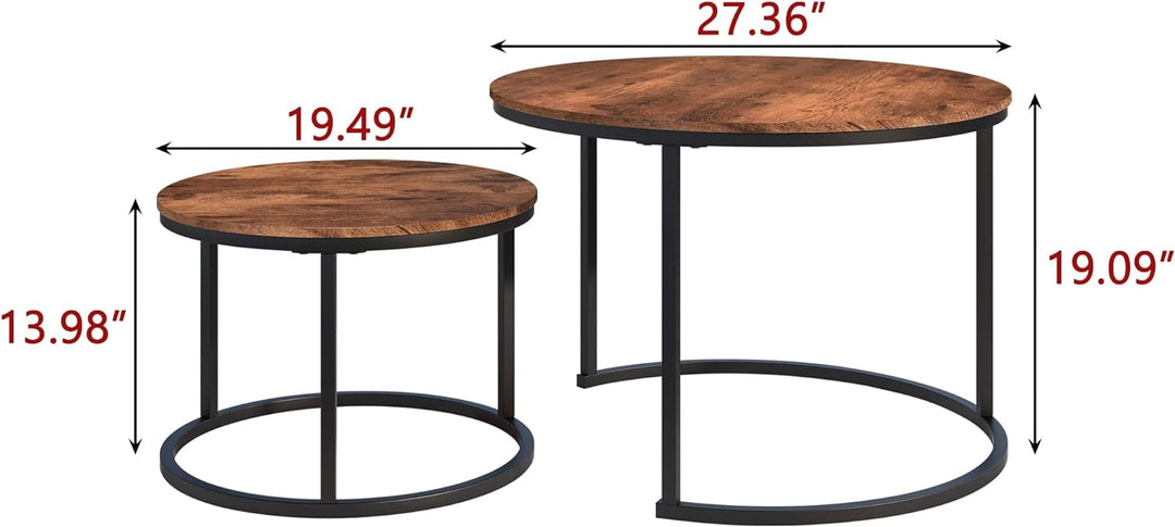 Nesting Coffee Tables, Set of 2 End Tables, Stacking Side Tables, Wood Accent Furniture, Black