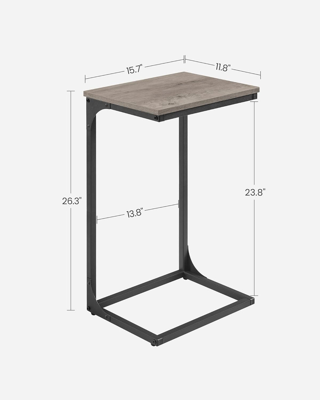 C-Shaped End Table, Sofa Side Table, Metal Frame