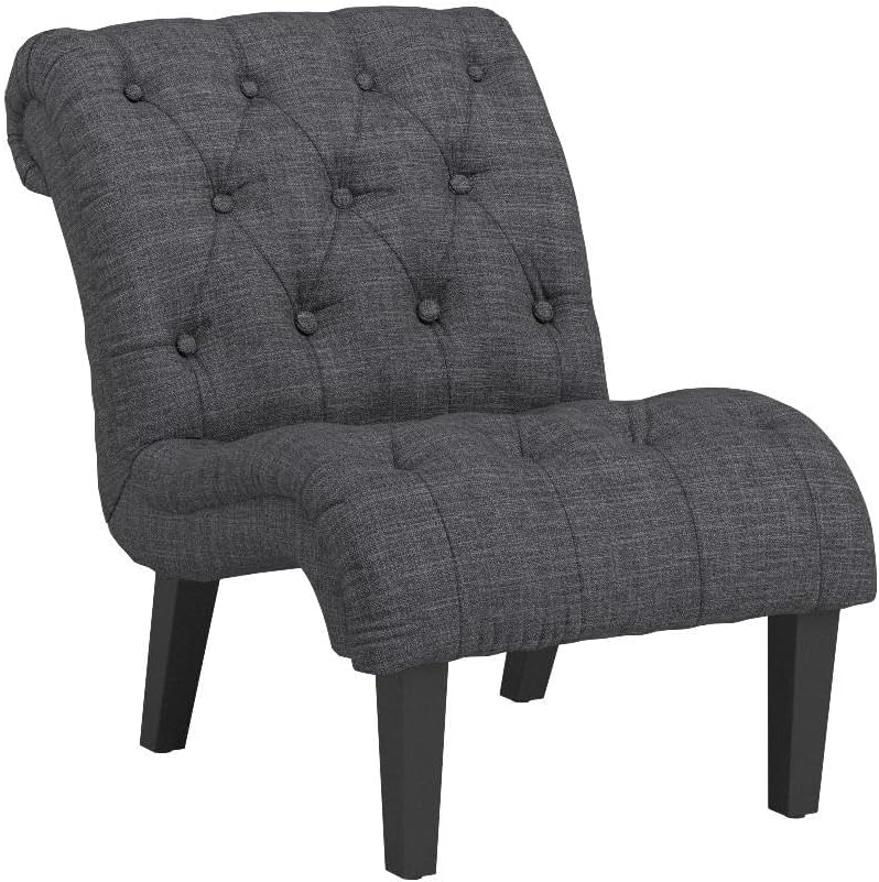 Upholstered Accent Chair Gray Fabric Wood Legs