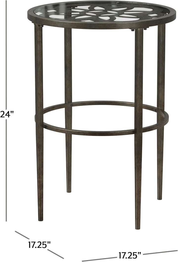 Marsala End Table, 17.25", Gray Finish with Brown