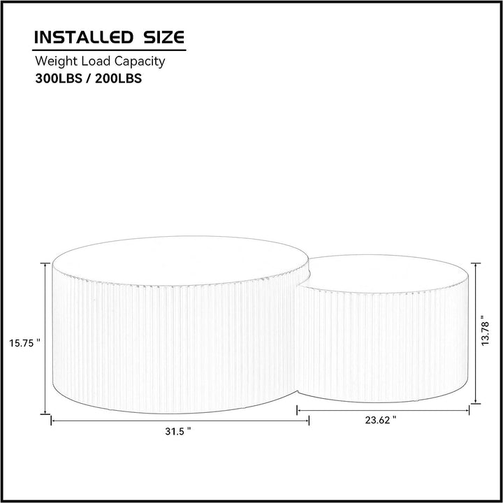 Modern Nesting Coffee Table Set, Round Drum Side Tables, Matte Brown