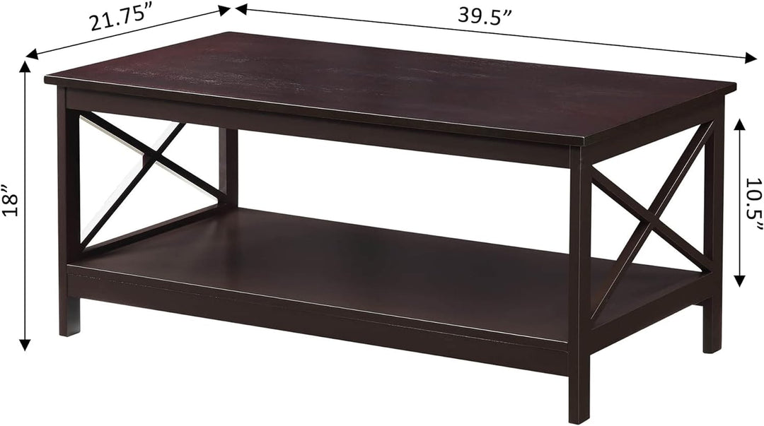 Espresso Coffee Table with Shelf