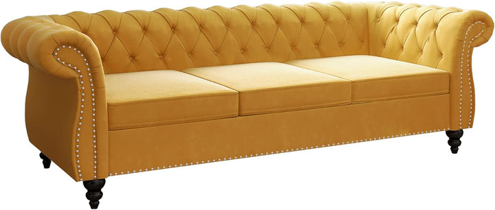 Chesterfield Sofa Velvet, Modern Tufted Couch 3 Seater