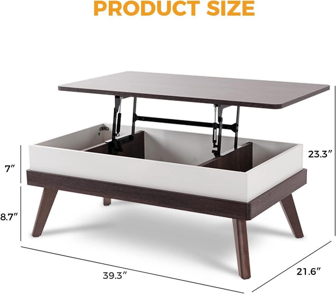 Lift-Top Coffee Table with Hidden Storage, Charcoal Oak