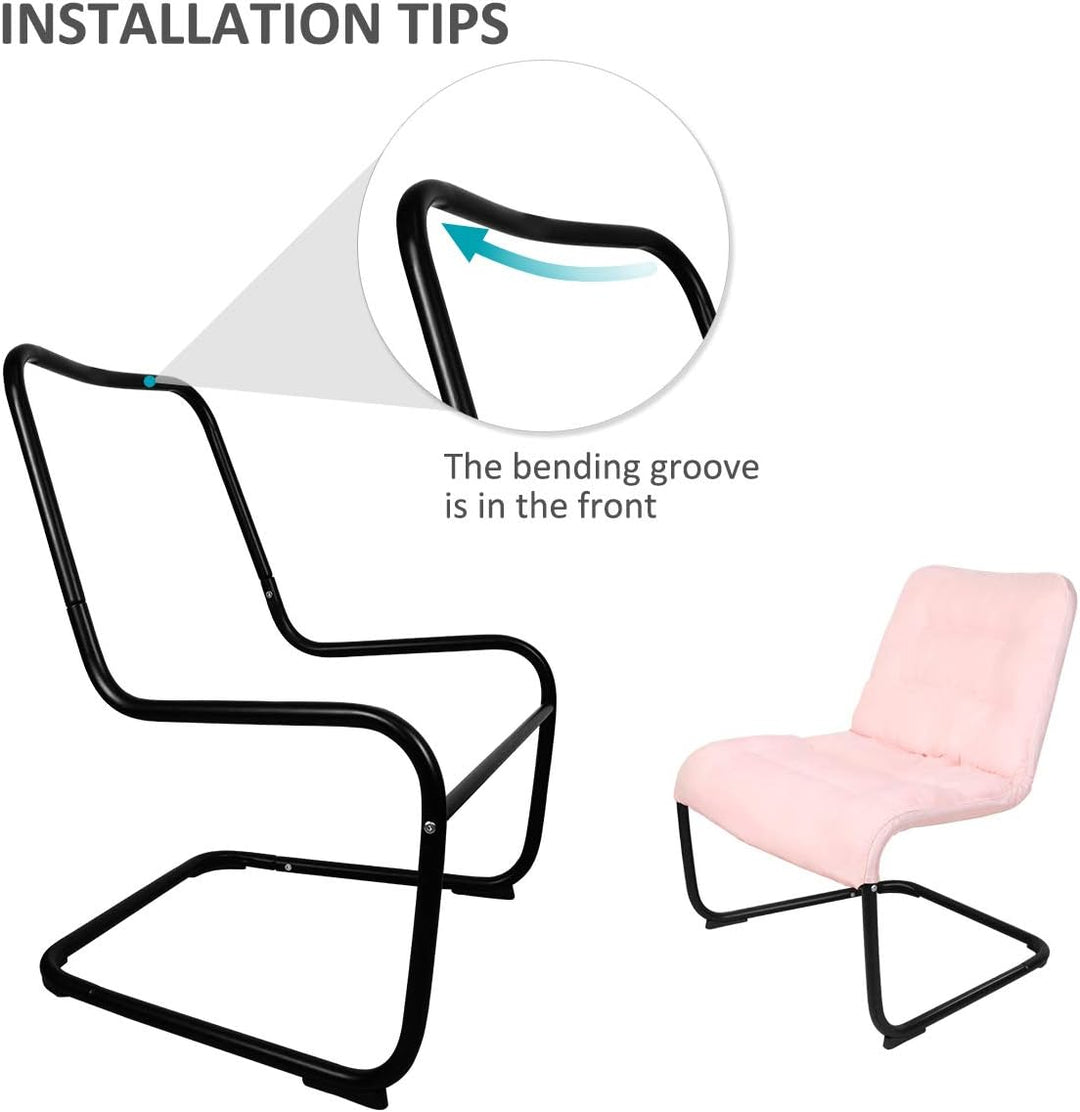 Upholstered Metal Modern Chair with Soft Cushion, Pink