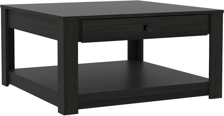 Galano Philia Modern Rectangular Coffee Table, 2-Tier, Black Oak