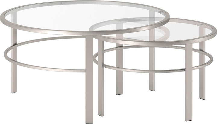 Nested Coffee Table in Satin Nickel, Modern Design