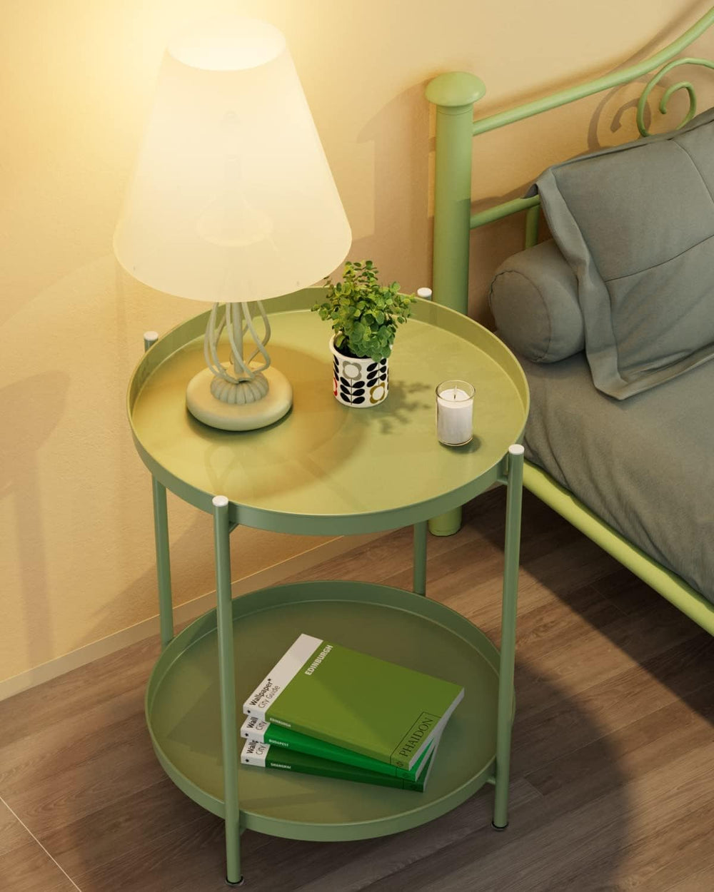 2 Tier End Table Metal Side Table Waterproof