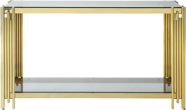 Modern Glass Console Table, Gold Finish