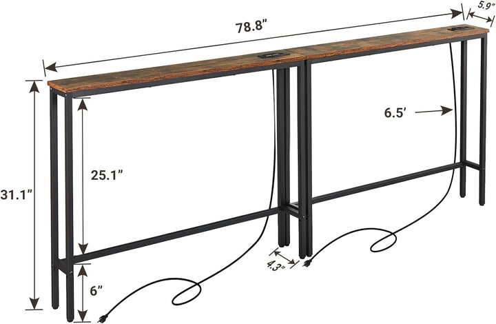 5.9" Console Sofa Table Power Outlets USB Port