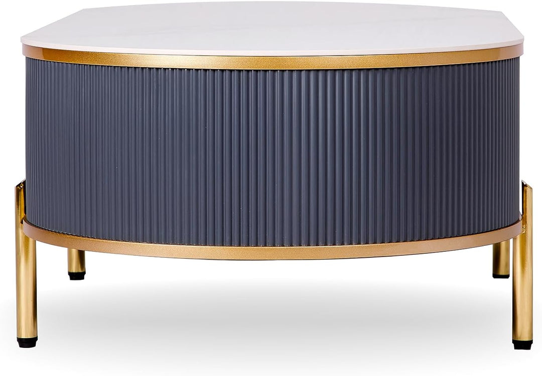 Optimized Coffee Table with Storage, Oval, Grey