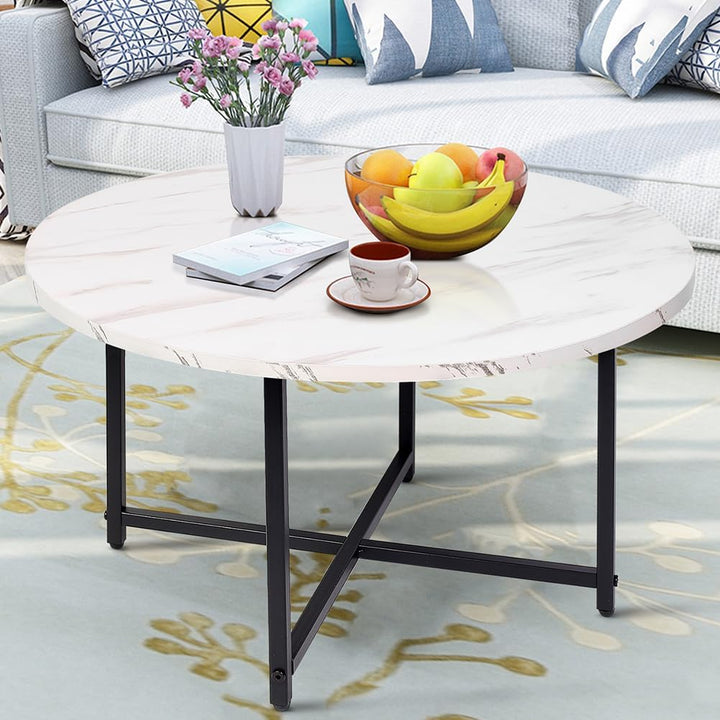 Round Coffee Table - Stylish Modern Small Coffee Table, White