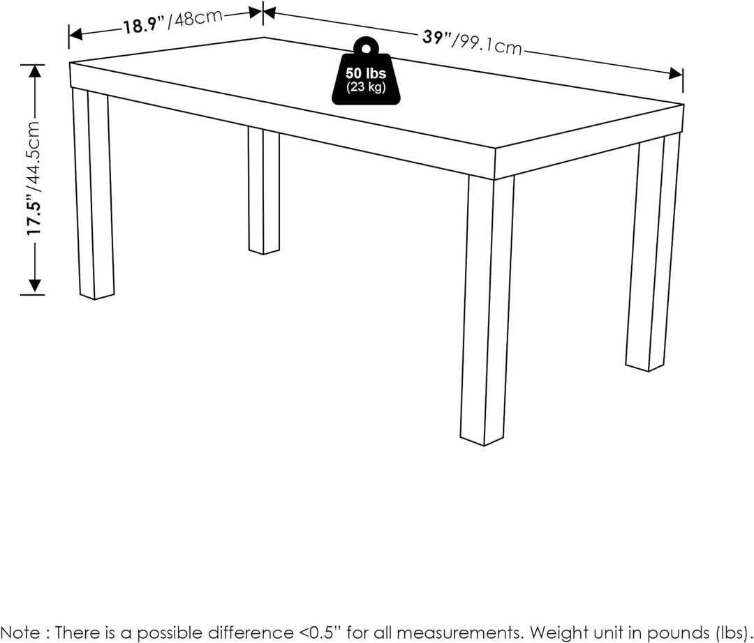 Furinno Classic Simple Coffee Table for Living Room, White