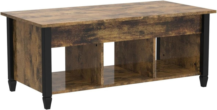 Rustic Lift Top Coffee Table with Hidden Storage, Brown