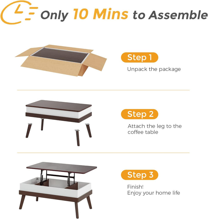 Lift Top Coffee Table with Hidden Storage, Espresso