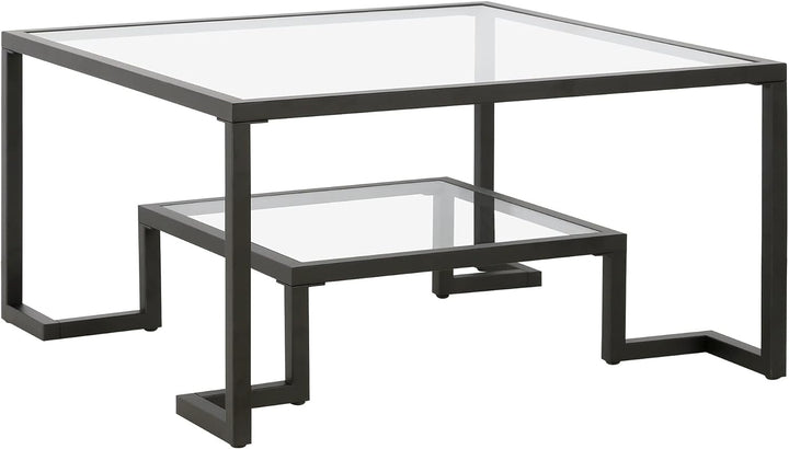 Satin Nickel Square Coffee Table, Modern Living Room Furniture