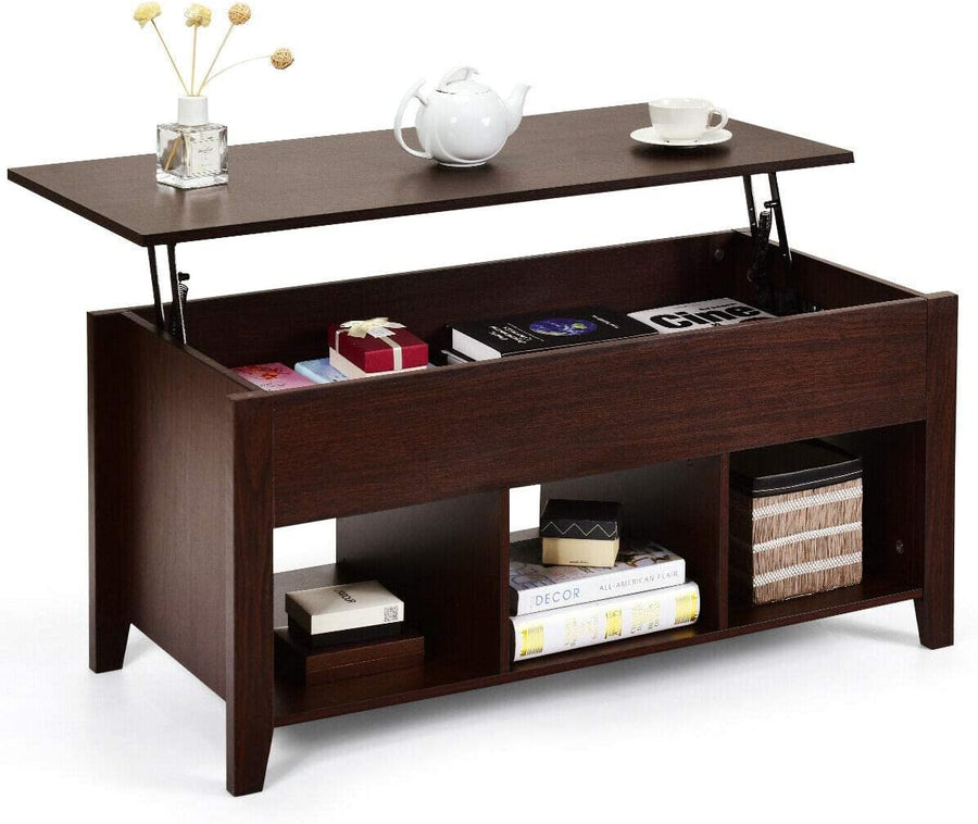 Lift Top Coffee Table with Hidden Storage, Wooden Accent Furniture, Espresso