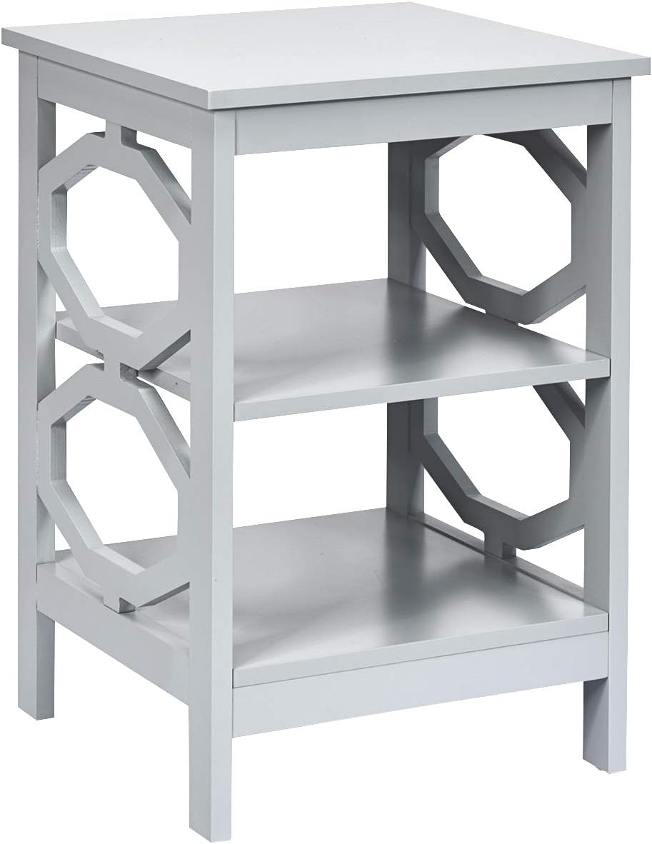 3-Tier Nightstand, Omega End Table Gray