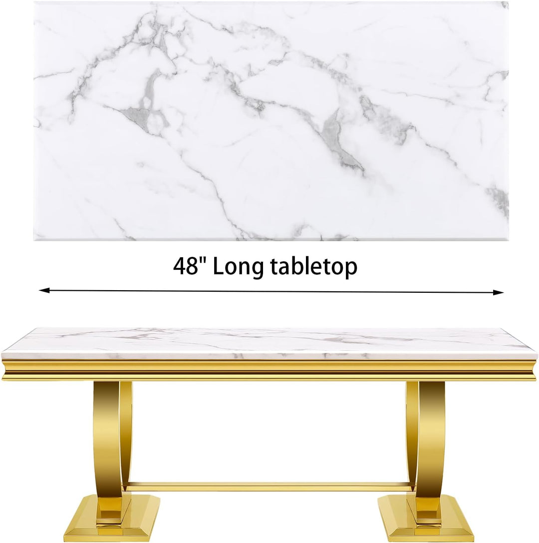 Gold Coffee Table, White and Gold Rectangle Living Room Tea Table