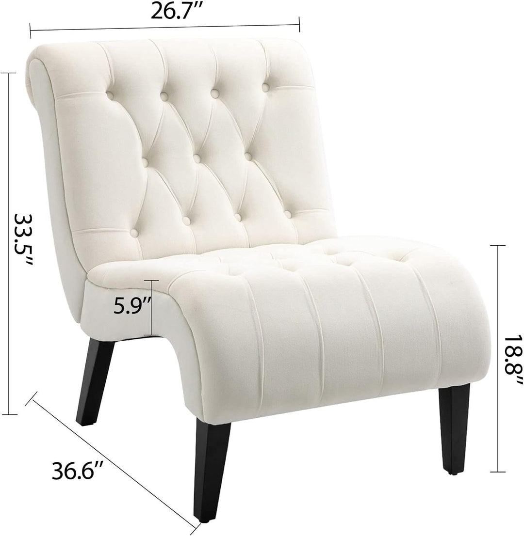 Armless Accent Chair Set of 2, Cream White