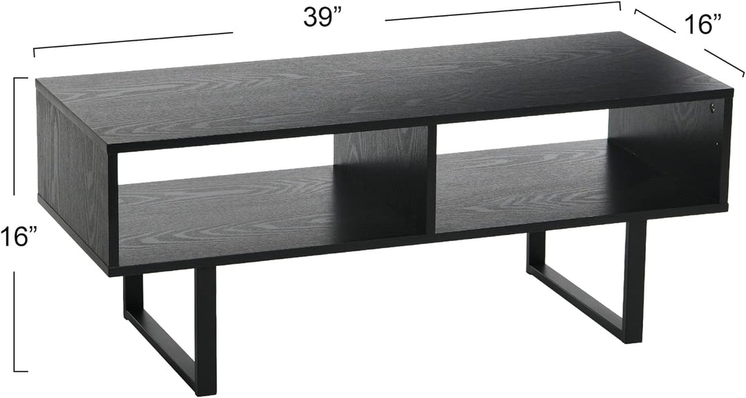 Jamestown TV Stand Coffee Table with Rectangular Storage, Black Oak