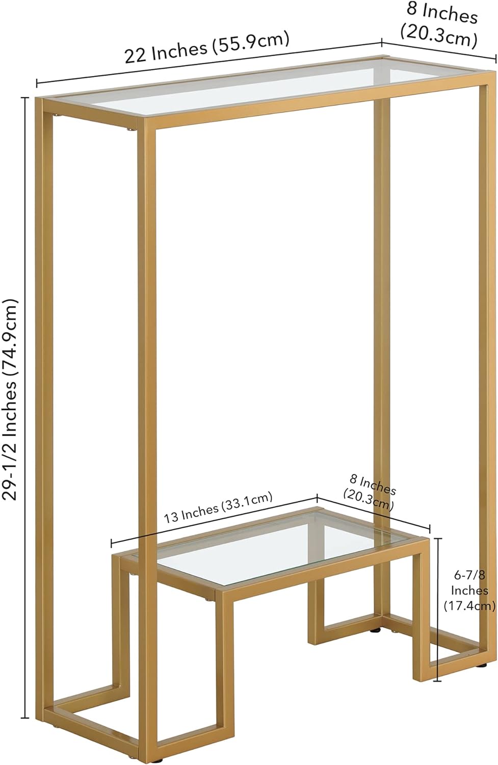 Rectangular Console Table, Wide Entryway Accent Table, Brass