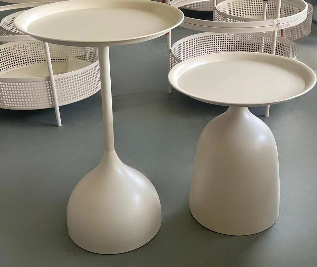 Versatile Beige Nesting Side Tables, Modern Round End Table Set