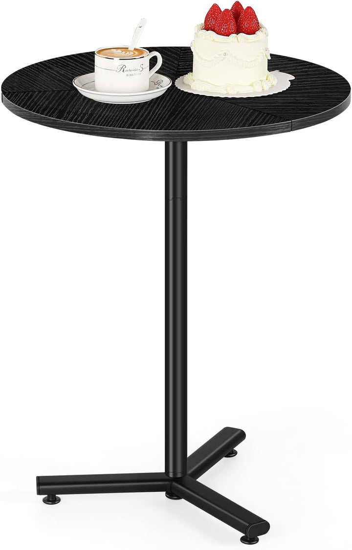 Black Round Side Table Small Pedestal Drink Table 19.1x24.4