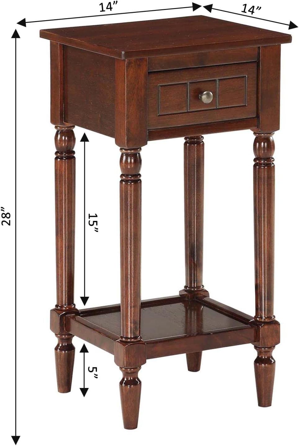 French Country Khloe 1 Drawer Accent Table, Espresso