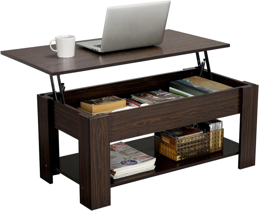 Lift Top Coffee Table with Hidden Compartment, Espresso