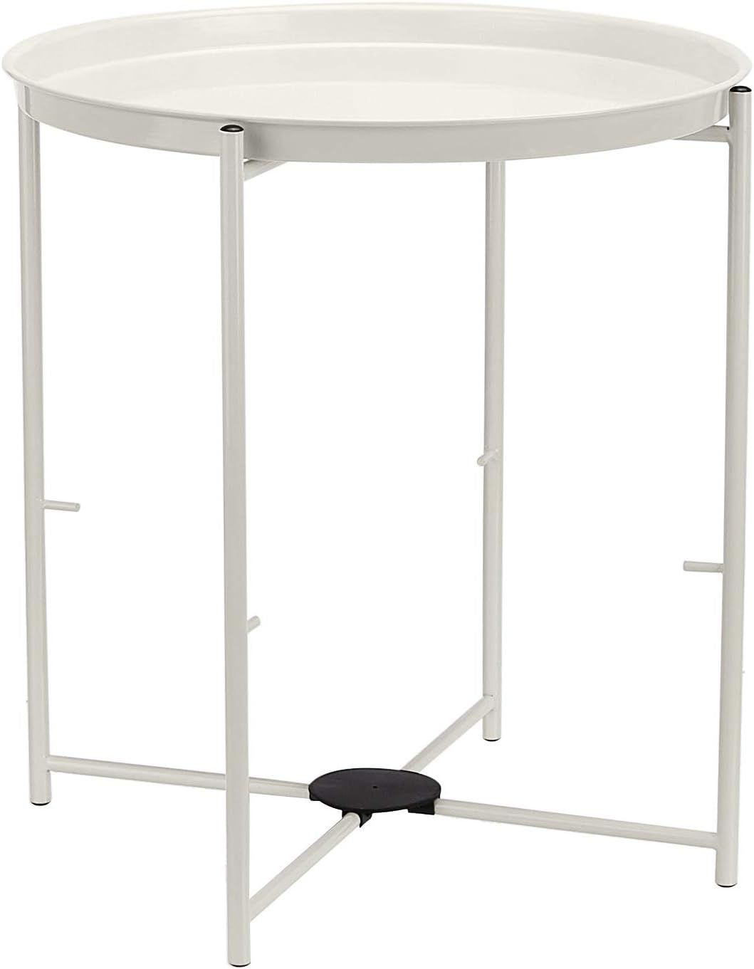 Basics Round Storage End Table, White/Heather Gray, 17.7