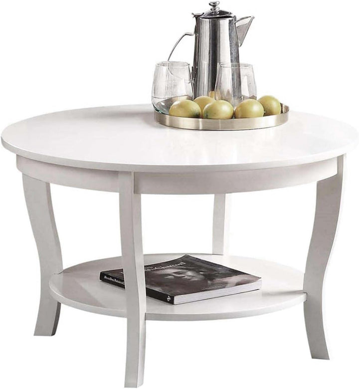 Convenience Concepts American Heritage Round Coffee Table, White