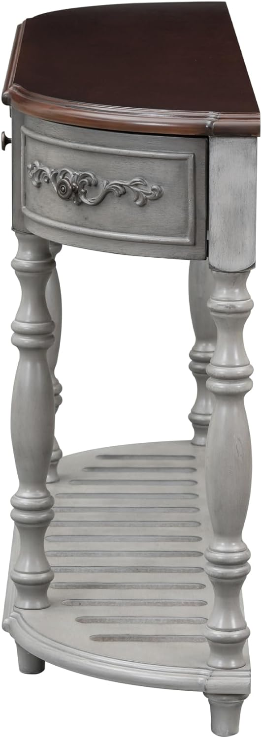 Retro Half Moon Entryway Table, Antique Gray