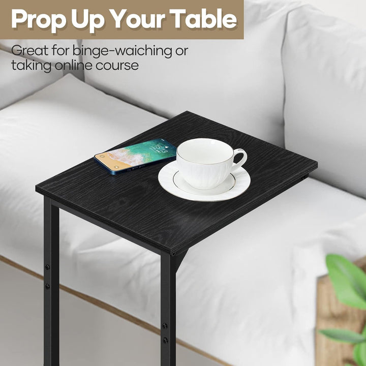 C Shaped End Table Set of 2, Sofa Snack Side Table