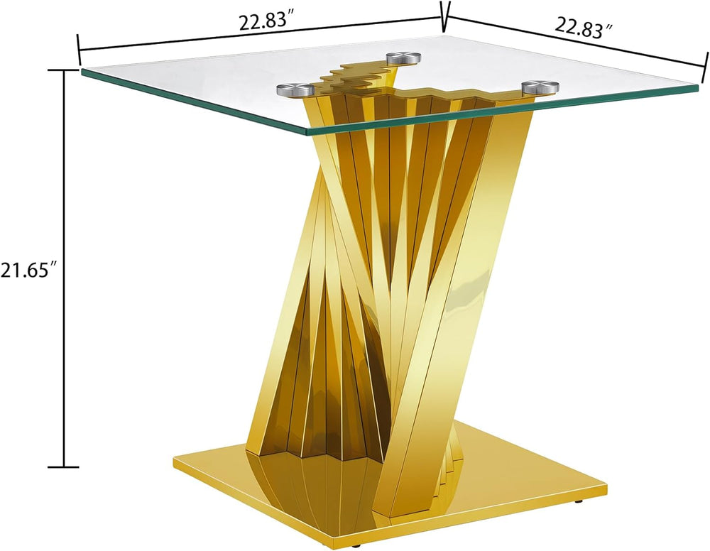 Modern Glass and Gold End Table for Living Room, Gold20