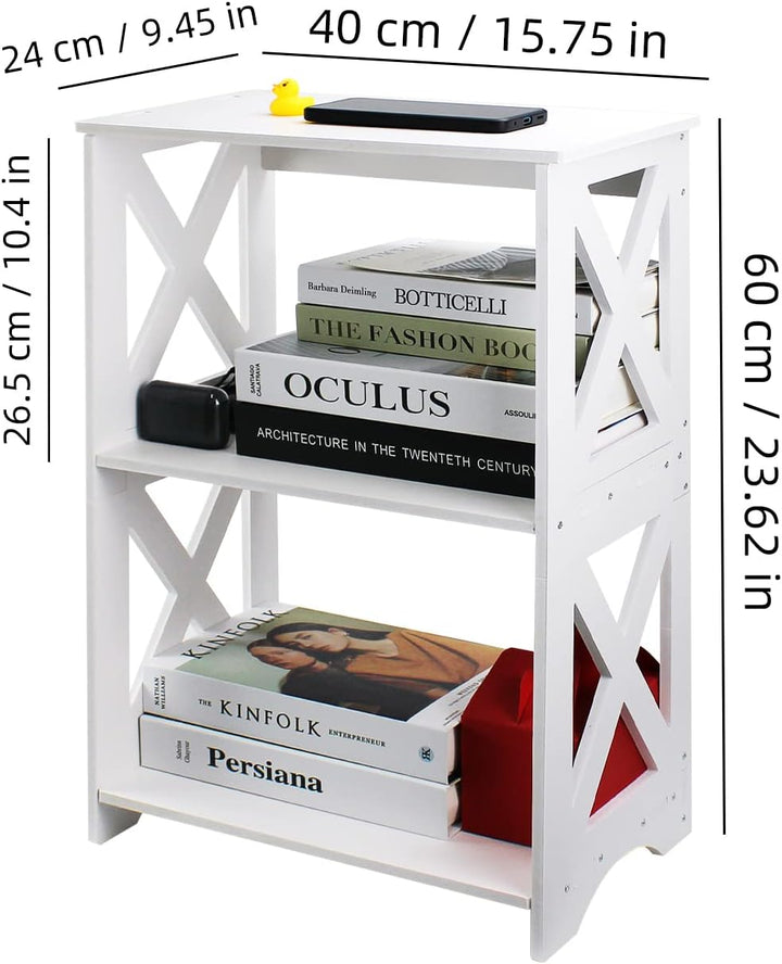 Small Side Table, White End Table Slim Nightstand