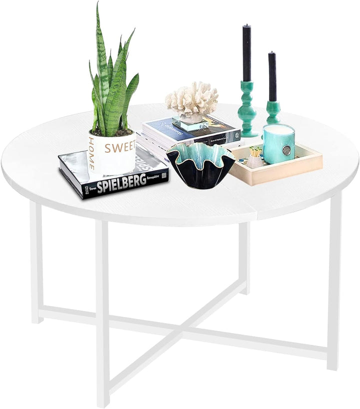 Small Round Coffee Table, Modern White