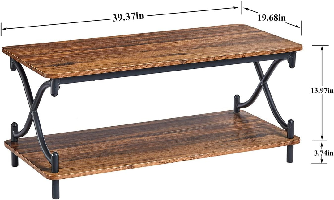 Versatile White and Gold Coffee Table, Modern Industrial Design, Brown