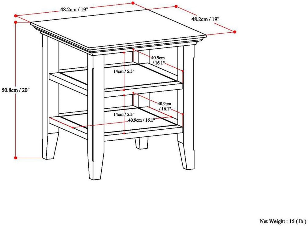 Acadian 19" Square Rustic End Table Black