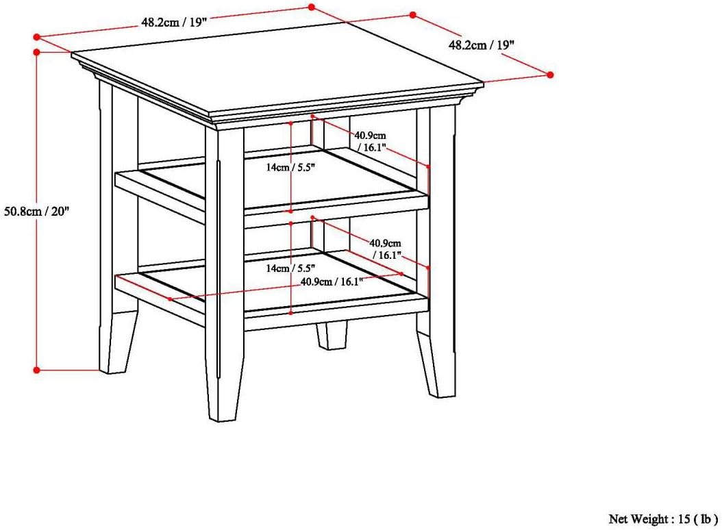 Acadian 19" Square End Table Brunette Brown