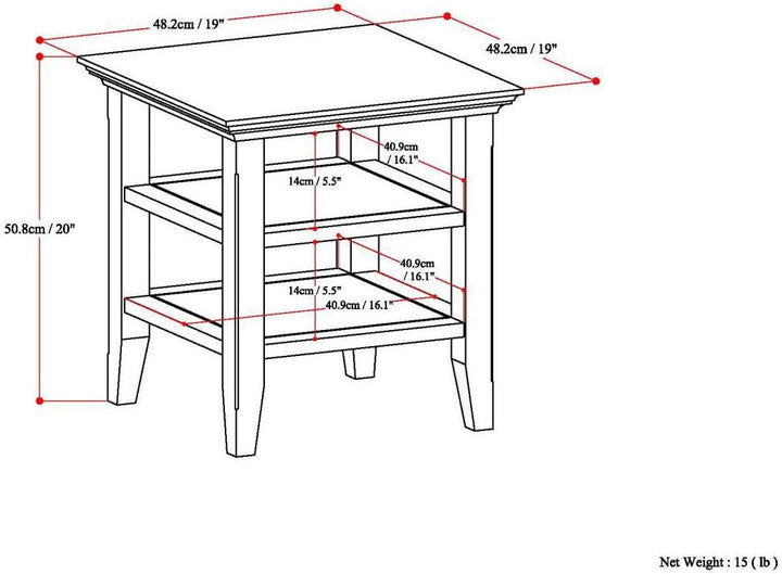 Acadian 19" Square Transitional End Table Distressed Grey