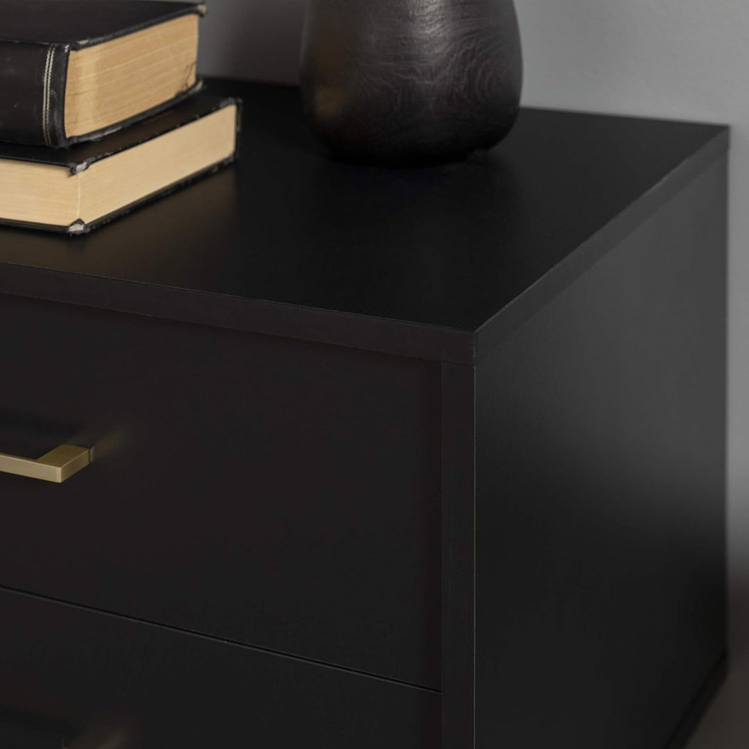 Olivia 2-Drawer Nightstand, Black