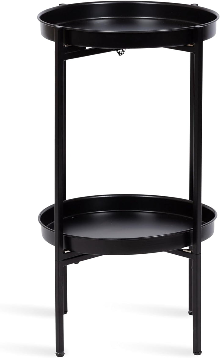 Celia Transitional Round Accent Tray Table, Black