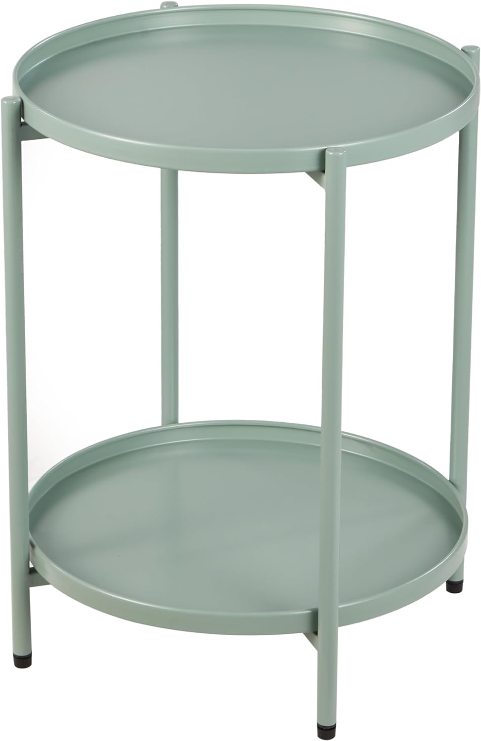 2 Tier Round Metal Side Table, Folding End Tables