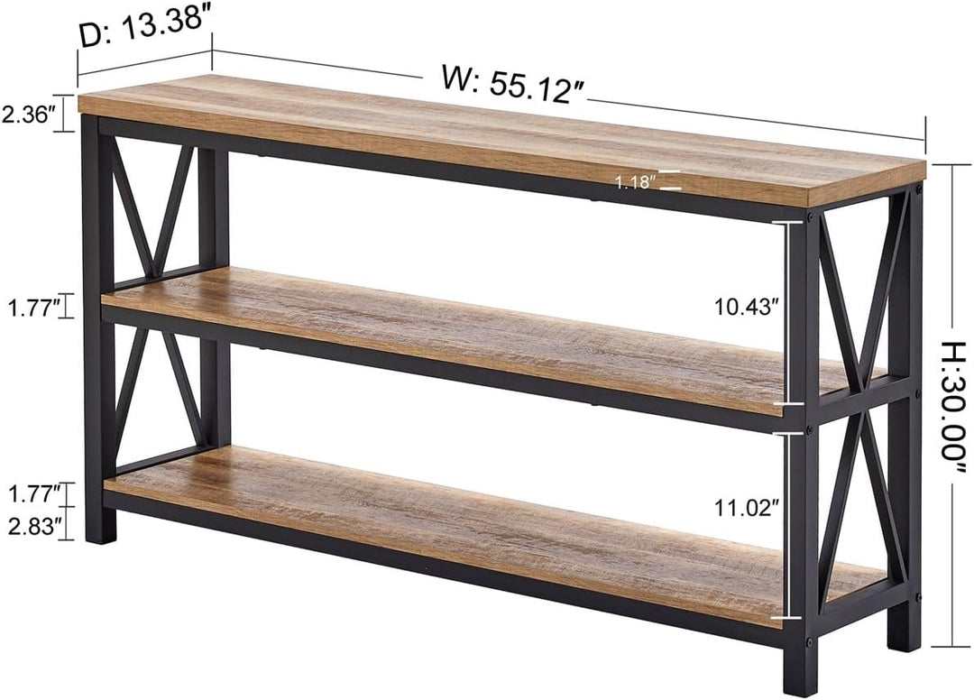 Industrial Console Table, Rustic Oak