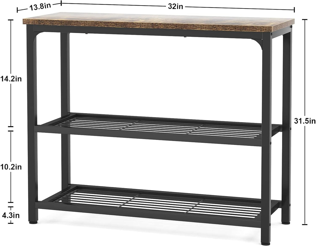 Small Console Table, Industrial Entryway, 32 Inch