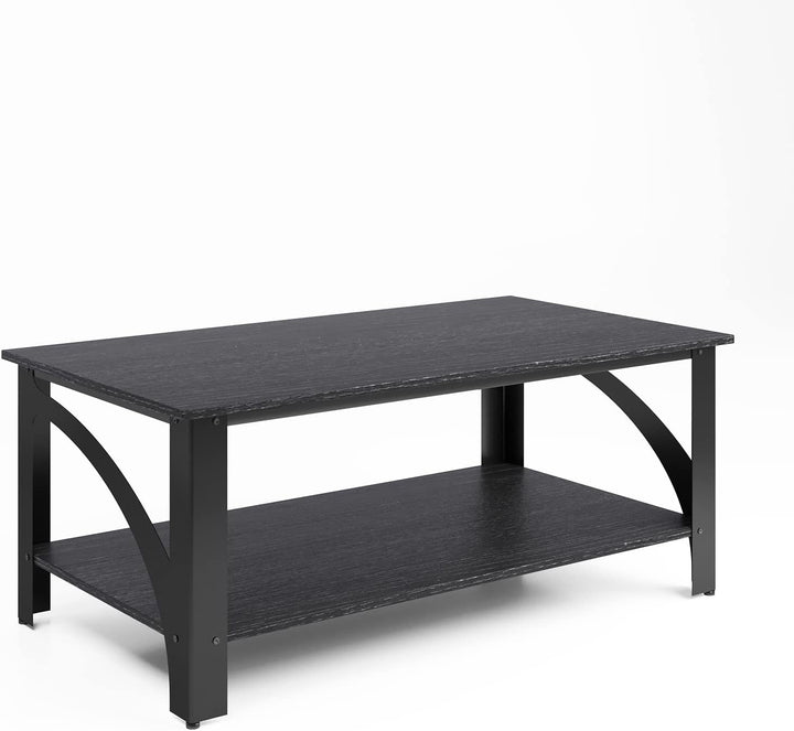 Novilla Modern Farmhouse Coffee Table with Storage, Black