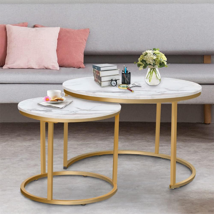 Nesting Coffee Table Faux White Marble