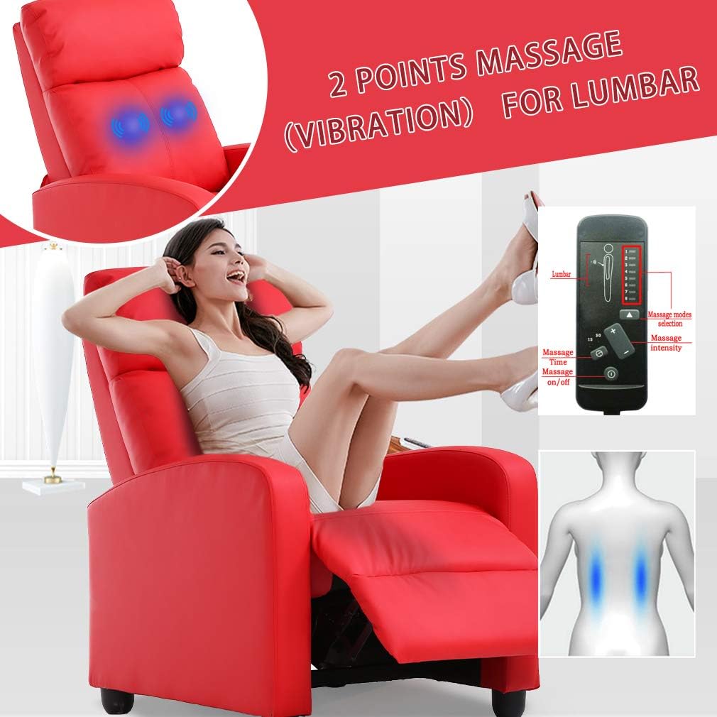 Recliner Chair for Living Room Massage Recliner Sofa(Red)